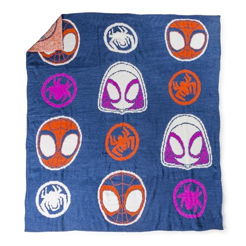 Image of Jay Franco Marvel Spidey & His Amazing Friends Feather Knit Fluffy Throw Blanket - Ghost Spider and Miles Morales Fuzzy Blanket Measures 50 x 60 inch - Super Soft Lightweight Bedding
