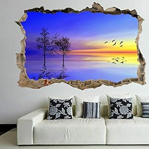 3D-look muur sticker Landschap muur doorbraak muurschildering sticker sticker muur sticker 80x120cm