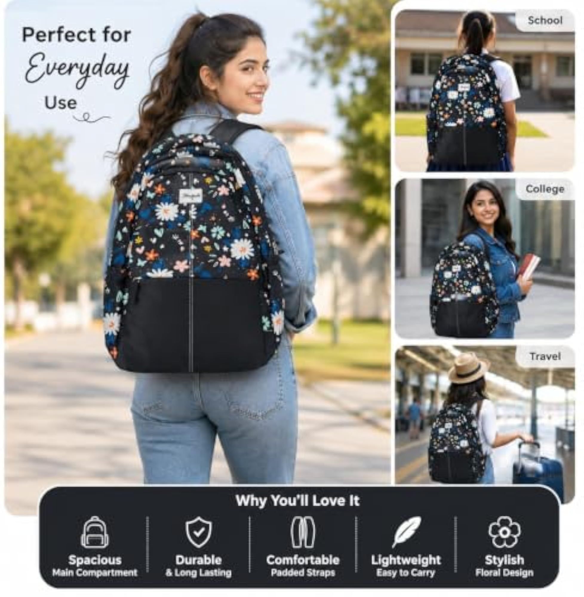 Floral Print Backpack for Women