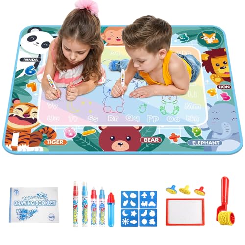 Image of PATPAT Magic Water Doodle Cotton Mat DIY Graffiti Drawing Mats 100x80cm Water Based Graffiti Mats Free Coloring No-Ink Drawing Mat for Toddler Children Gift, Birthday Gift for Kids 1-6 Years Old