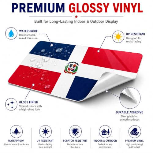 Image of Dominican Flag Vinyl Flag Stickers, Car Decals, Waterproof Indoor Outdoor, Laptop Stickers, Car Bumper, Bandera Dominicana, 5 x 3 Inches, Set of 3