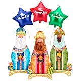 OH YEAH - Globo Foil Reyes Magos + 3 Estrellas Personalizadas - Decoración Navideña - Celebraciones Familiares, Escolares y Escaparates - Roscón de Reyes - Eventos Navideños - ELIGE TU NOMBRE
