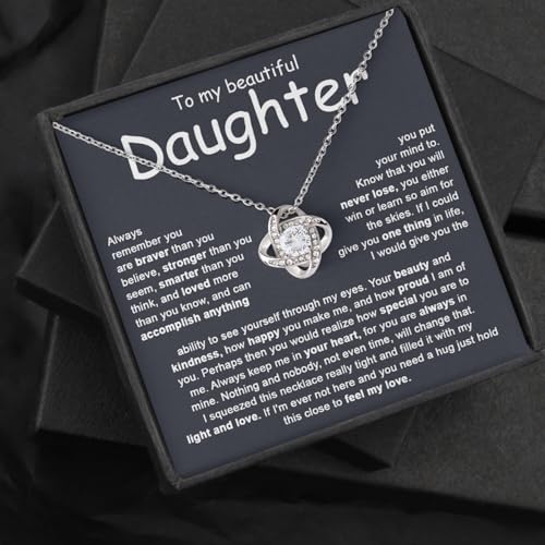 Daughter Necklace as Gifts for Daughter from Mom Dad, Daughter Jewelry From Dad, Daughter Necklaces From Mom, Birthday Gift for Daughter Adult, Daughter Gifts Christmas Graduation Valentine Idea Gifts3
