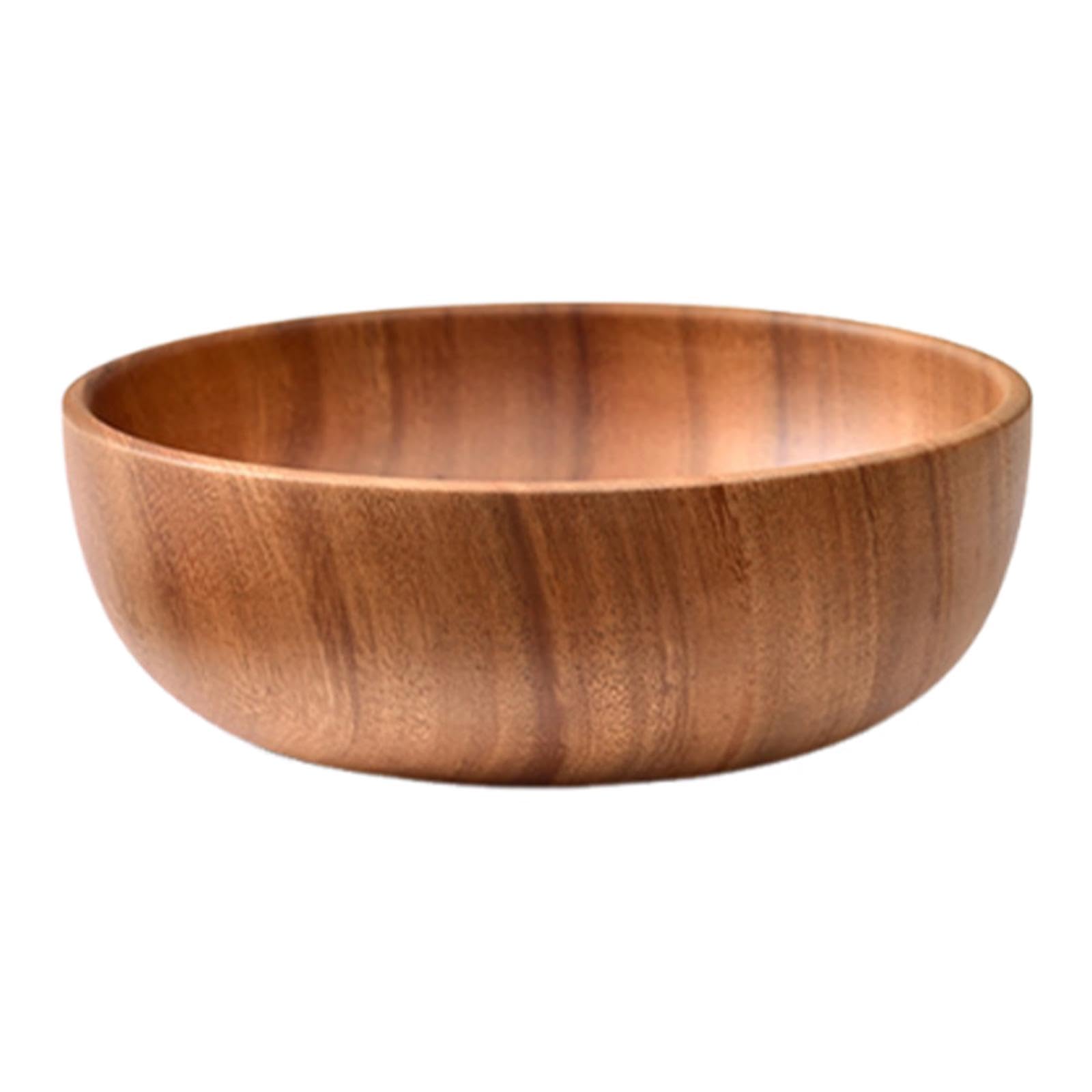 Bol de Madera para Ensalada, Plato para Arroz Y Cereales, Recipiente Rústico para, Recipiente para Almacenar Alimentos, Bol para Mezclar para P, 22cm X 7.5cm
