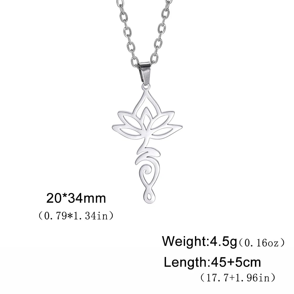 CFWSHJ 925 Sterling Silber Yoga Lotusblüten Halskette für Frauen Mädchen, Buddhismus Mandala Charm Choker – Schlichte Vintage Halskette, minimalistischer Anhänger, Schmuck für