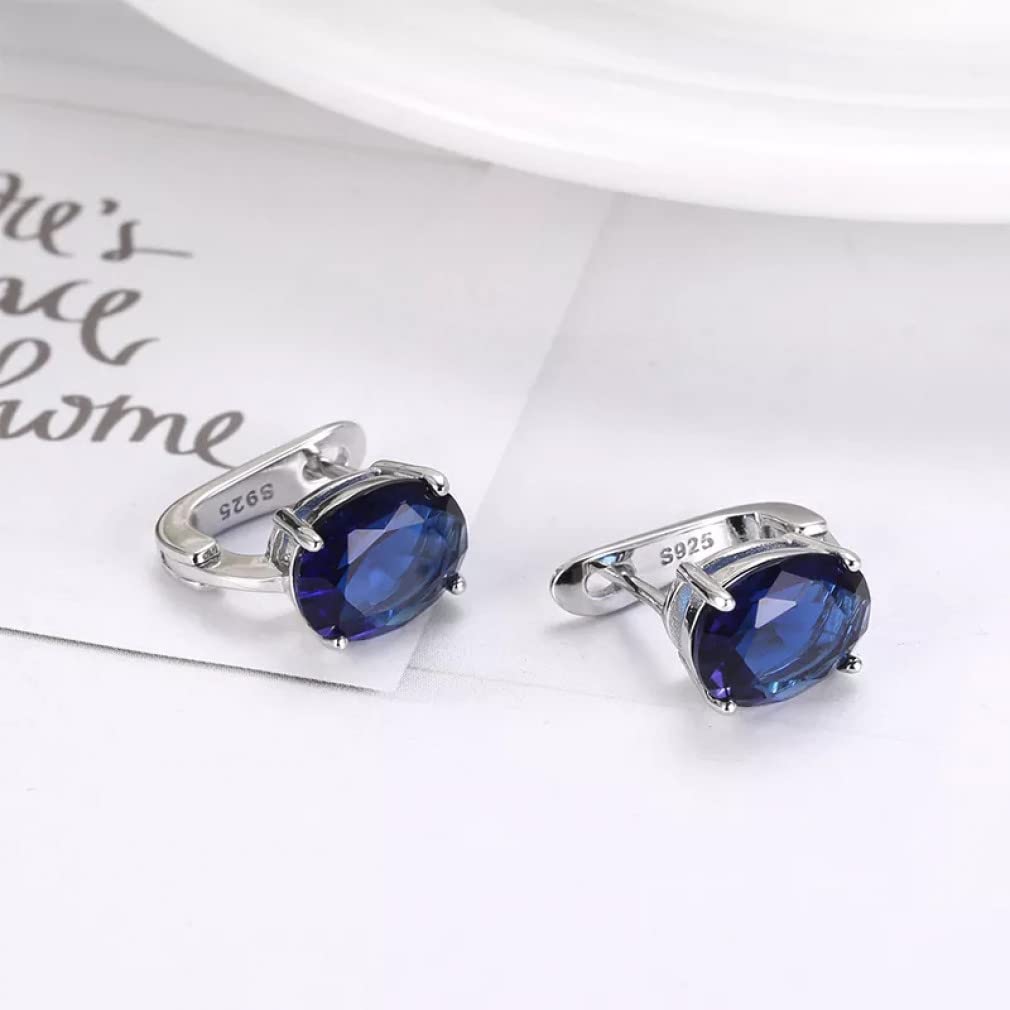 HLTYGWX Edelstein Ohrclips Damen Silber 925 Schmuck Blau/Weiß Lab Diamant Hochzeit Ohrringe