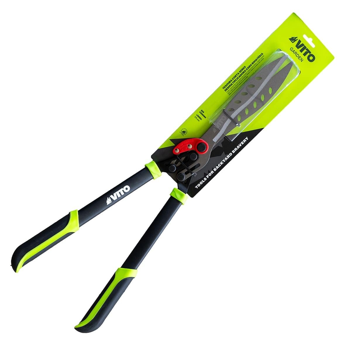 VITO – Tijeras de seto con palanca desmultiplicadora – Cuchillas de acero al carbono de alta precisión de 275 mm – Mango ergonómico antideslizante – Tamaño de setos y arbustos sin esfuerzo
