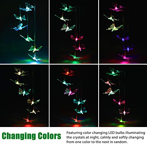 SUNJOYCO Butterfly Solar Wind Chimes, Color-Changing Outdoor Decoration Waterproof LED Memorial Wind Chime Solar Powered Colorful Light for Home Party Yard Garden