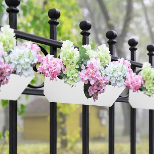 Image of 16 Inch Railing Planters Box Metal Hanging Flower Pot 3 Pcs
