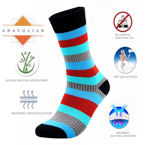 anatolian Colorful Crew Socks for MEN WOMEN - Natural Silken Soft Seamless Casual or Dress Socks2