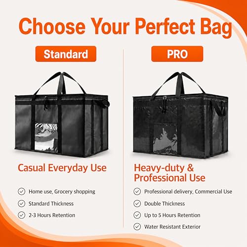Image of NZ home Insulated Bags for Food Delivery (3XL) Grocery Shopping Cooler Bag, Pizza Delivery, Hot & Cold Catering Tote, Reusable, Foldable & Heavy Duty (Orange)