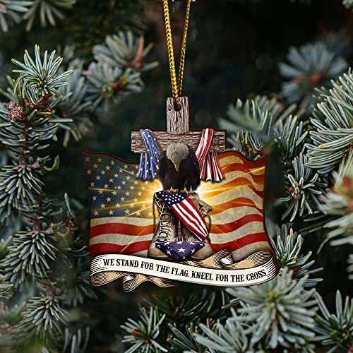V Vibepy All Over Printed Wood Ornament, Patriotic Hanging Ornament, 3.5 Inch Ornament, Christmas Tree Decor Ornament, Bald Eagle Ornament, Veteran Ornament, Gift For Veteran, Christmas Tree Ornament #TOP5