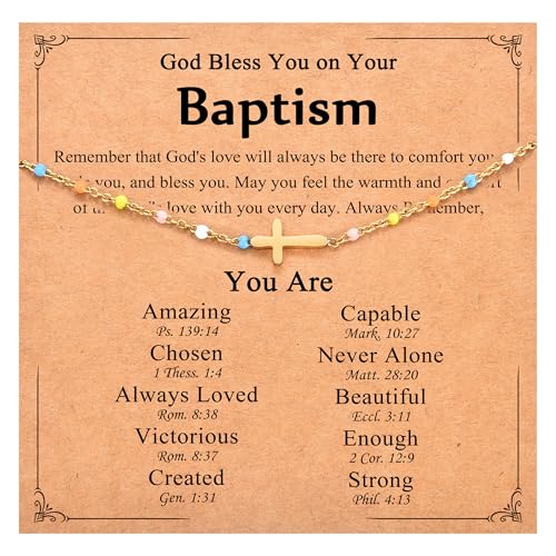 Image of Christian Cross Bracelets for Girls Women, Easter Basket Stuffers | Baptism Confirmation First Communion Gifts for Teen Girls