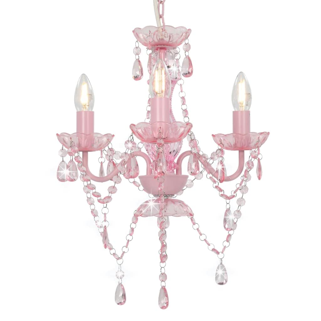 Generisch Kronleuchter mit Perlen Rosa Rund 3×E14,Heim Garten,Beleuchtung,Lampen-281598