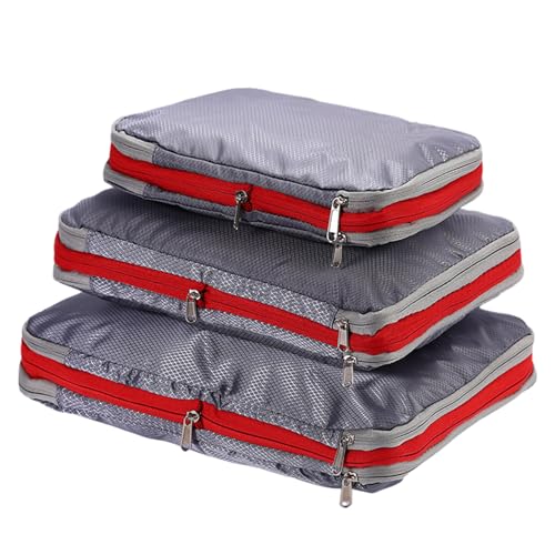 Bolsas de ahorro de espacio, de compresión de tela Oxford con cremallera, 3 bolsas de ropa | Bolsas selladoras al vacío con gran capacidad impermeable, almacenamiento de ropa de viaje para el