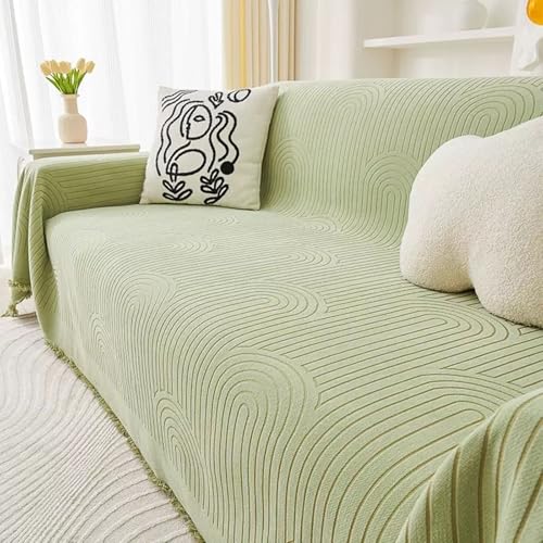 Aotiwe Housse de Canapé Lit, Housse de Canapé Bz Vert Uni à Rayures Chenille 1 Places 180x130cm