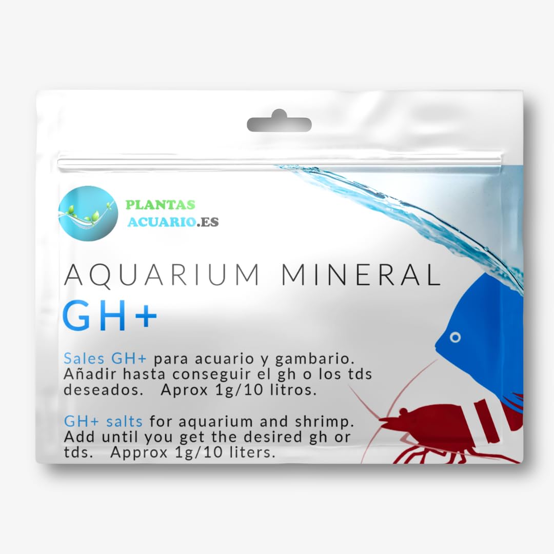 PlantasAcuario Aquarium Mineral GH+, Sales de remineralización para Acuario y Gambario 100 Gramos