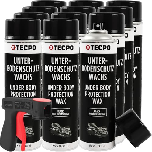 TECPO Espray protector para debajo del suelo, 6 unidades de 500 ml con mango, cera protectora para la carrocería, protección contra impactos de piedras, cera protectora contra la corrosión