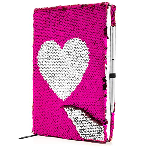 Twerp Sequin Journal For Girls - Includes Gem-Top Pen | Reversible Sequin Heart Diary | Perfect Notebook For Girls #TOP5