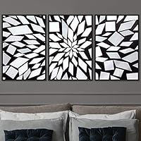 3 Piece Framed Canvas Wall Art Abstract Cool Line Canvas Prints Home Artwork Decoration for Living Room,Bedroom - 24