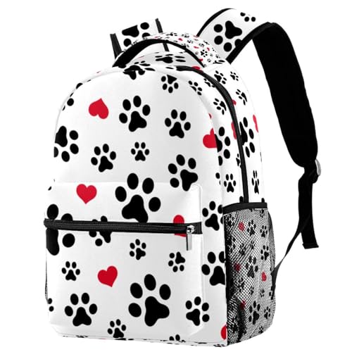Sac à dos d'école motif pattes de chien et chat multicolore pour ados et voyage décontracté