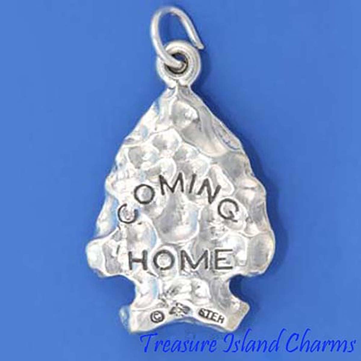 TI Howling Wolf on Native American Arrowhead 3D 925 Solid Sterling Silver Charm Pendant Bracelet Jewelry Making Supply