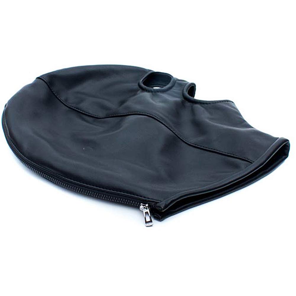 SXOVO Máscara erótica de 3 orificios Máscara de cabeza con cremallera Ojos abiertos y boca Hueco Bondage Fetish Cosplay Sex Toy (Negro)