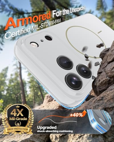 Image of Magnetic for iPhone 17 Pro Max Case,Shockproof Matte Cover,White | with Screen Protector,Compatible with MagSafe,Military Grade Drop Protection,Full Camera Protection,Non-Slip Design Case