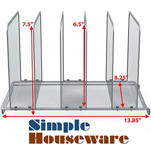 2 Pack - Simplehouseware 5 Section Upright File Sorter Organizer, Silver #TOP2