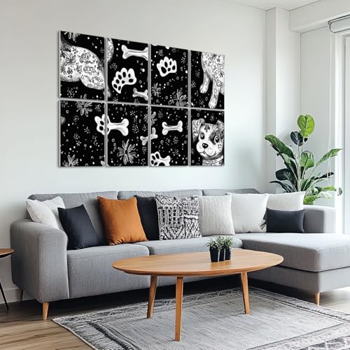 8 Pack de Paneles Acústicos Artísticos Absorbentes de Sonido con Figuras Decorativas de Perro y Otros Motivos, Paneles autoadhesivos para Estudios de Grabación y Oficina, 48"x32" miniatura 6
