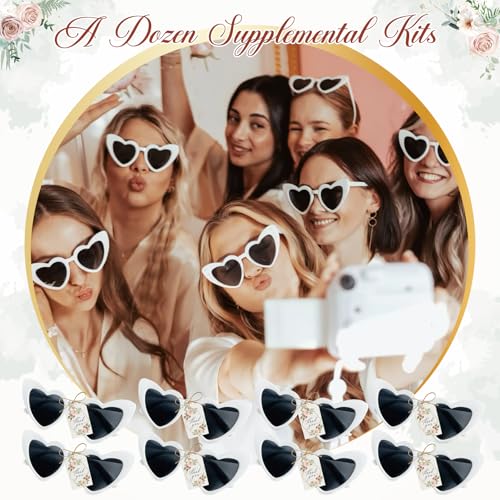 Pibupibu Wedding Favors for Guests, 12 Pack White Heart Shaped Sunglasses Bulk Wedding Party Glasses3