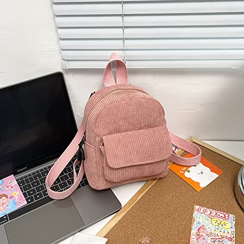 Image of Women Mini Corduroy Backpack Cute Shoulder Bag Purse Ladies Casual Satchel