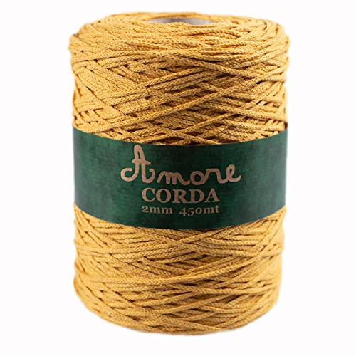 Cuerda de Algodón 2mm (Senape), Hilo para Macramé, Cuerda Macrame para Ganchillo y bolsos, Hilo para Ganchillo y Agujas de Punto Made in Italy, BORGO DE’ PAZZI FIRENZE Cover