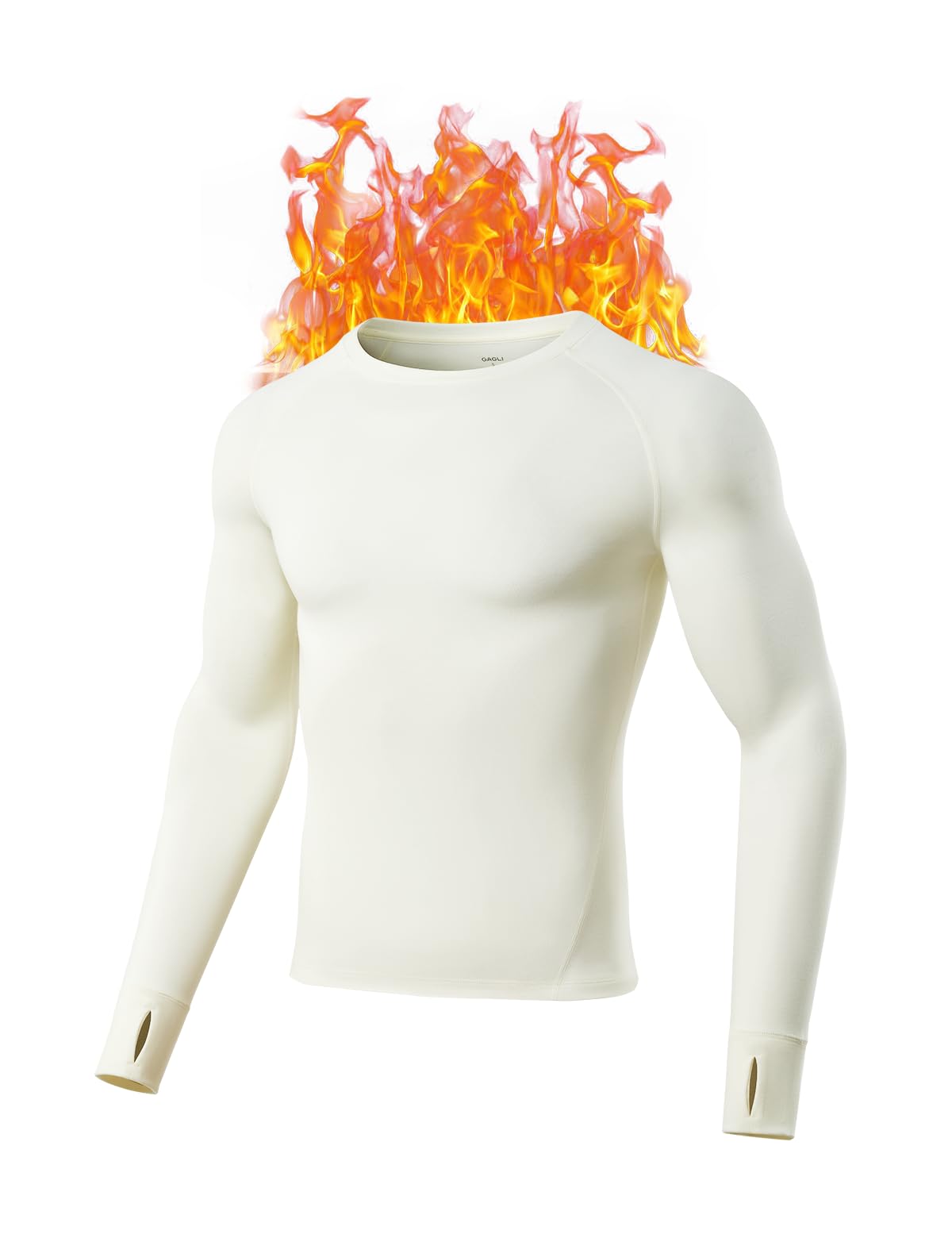 Mens Thermal Long Sleeve Shirt, Crewneck Undershirt Micro Fleece Lined Running Tops Soft Warm Base Layer for 32-50℉