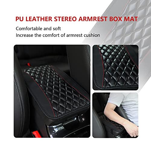 Ajxn 1 Pc Car Center Console Cover, 12.59X7.48In Leather Armrest Cover Center Console Pad, Waterproof Car Armrest Seat Box Cover, Car Interior Accessories For Most Vehicle, Suv, Truck, Car (Black) #TOP2