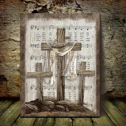 Impressions des paroles de Cross Amazing Grace - Poster mural et cadre de salon - 2