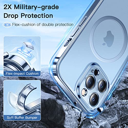 Alphex Magnetic Beyond Clear For Iphone 13 Pro Case [Look As Bare Iphone][Anti-Yellow][Compatible With Magsafe] 10Ft Military Grade Shockproof Matte Slim Phone Cover Women Men 6.1 Inch, Sierra Blue #TOP5