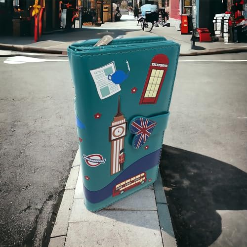 Shag Wear Streets of London Large Souvenir England Wallet for Women and Teen Girls Teal 7"4