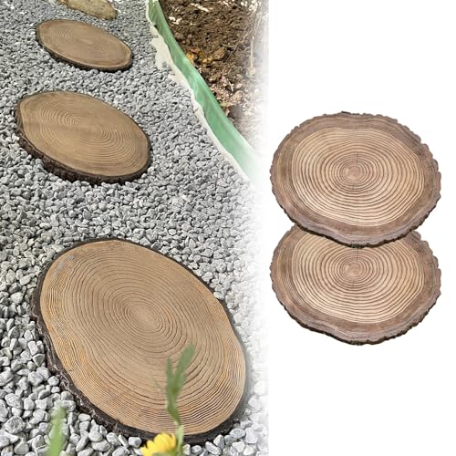 FQCXCKJ Pavimentos de Piedra de imitación de Madera para jardín, adoquines de virutas de Madera para porches, terrazas, Caminos (2)
