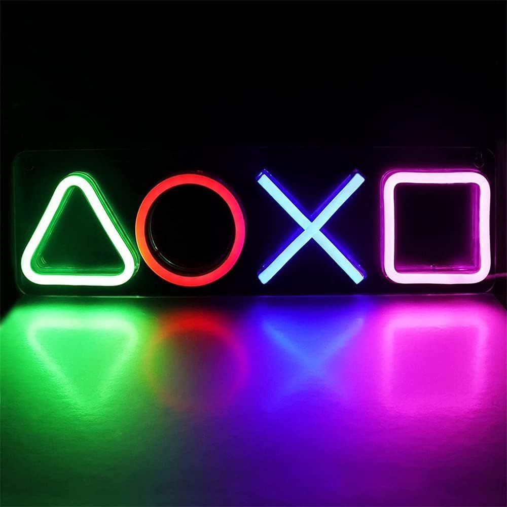 LED Neon Lights, Neon for Playstation Light Icon Gaming, Neon Lights Sign for Bedroom Wall Decor USB Powered Switch for PS5 Game Room, Man Cave, Teen, Gamer Room Decor Aesthetic