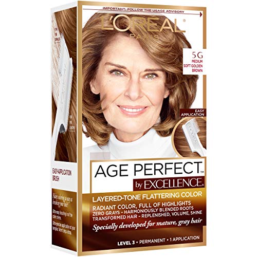 Image of L'Oreal Paris ExcellenceAge Perfect Layered Tone Flattering Color, 5G Medium Soft Golden Brown