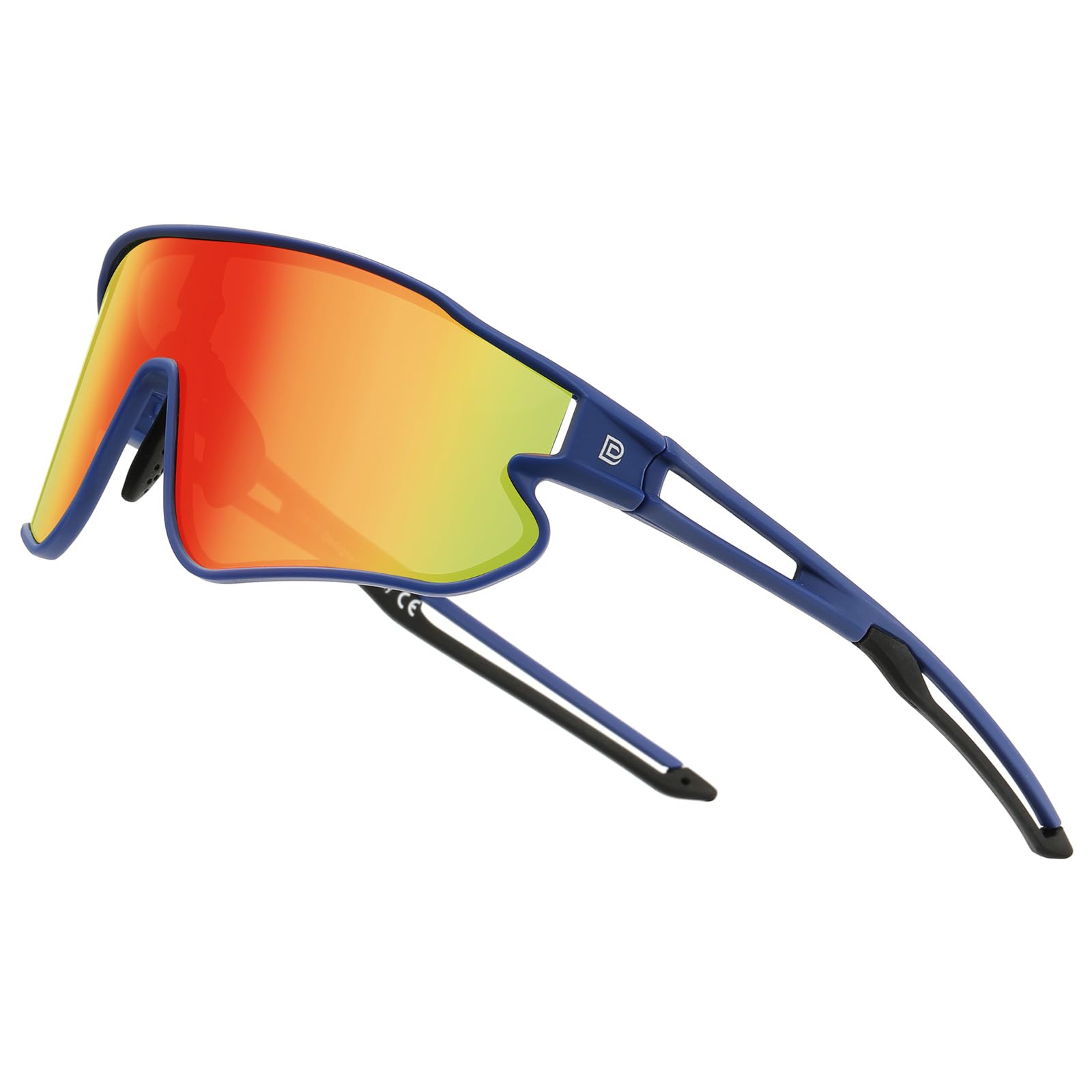 DUCO Sports Polarized Sunglasses for Men Women Running Sunglasses Fishing Cycling Baseball Glasses UV400 Protection DC0023 (Dark Blue Frame Black Temple Revo Orange Lens)