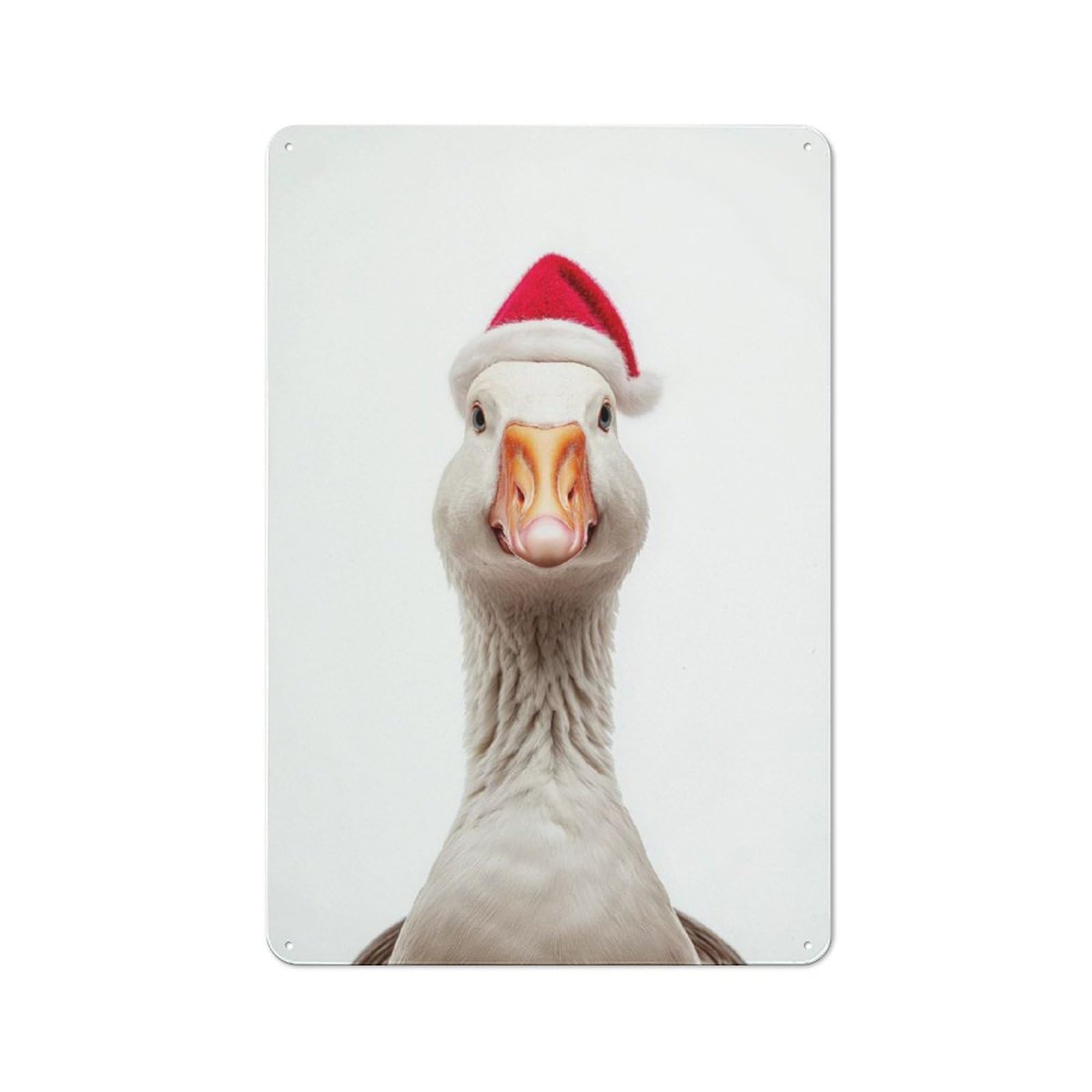 Junmoney Goose With Santa Hat Vintage Tin Sign 30X20cm For Garden Room Or Summerhouse, For A Newly Organised Room And Metal Sign Display
