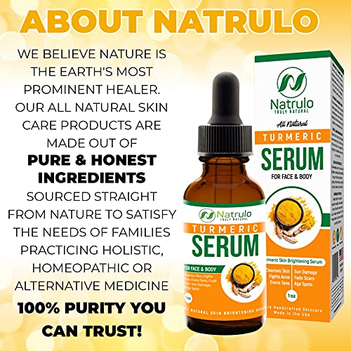 Natrulo Turmeric Serum For Face & Body - All Natural Turmeric Skin Brightening Serum - Cleanses And Soothes Skin. Lightens Scar And Acne Marks. Purely Formulated Serum In Usa #TOP6