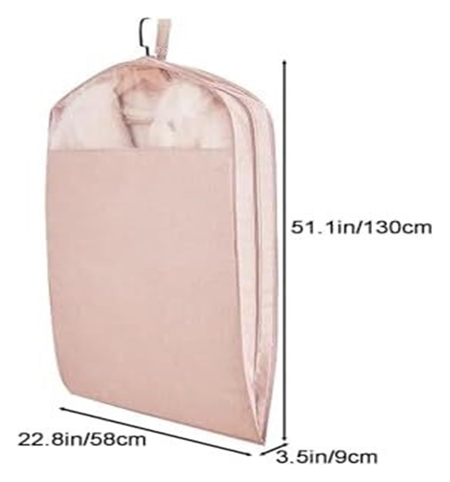 Kleidersack, Kleiderhülle, Atmungsaktive Kleidersäcke aus Oxford-Stoff for Anzüge und Jacken, mit transparentem Fenster(Pink,51.1in/130cm)