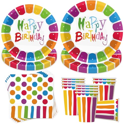 50 Stück Regenbogen Geburtstag Party Geschirr,Regenbogen...
