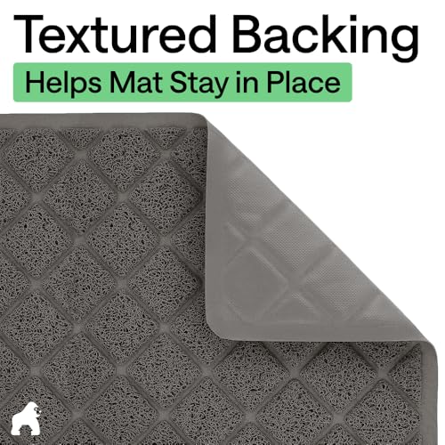 Image of Gorilla Grip Thick Cat Litter Trapping Mat, 40x28, Less Waste, Traps Mess from Box for Cleaner Floors, Stays in Place for Cats, Soft on Kitty Paws, Easy Clean, XL Size, Durable Backing, Charcoal