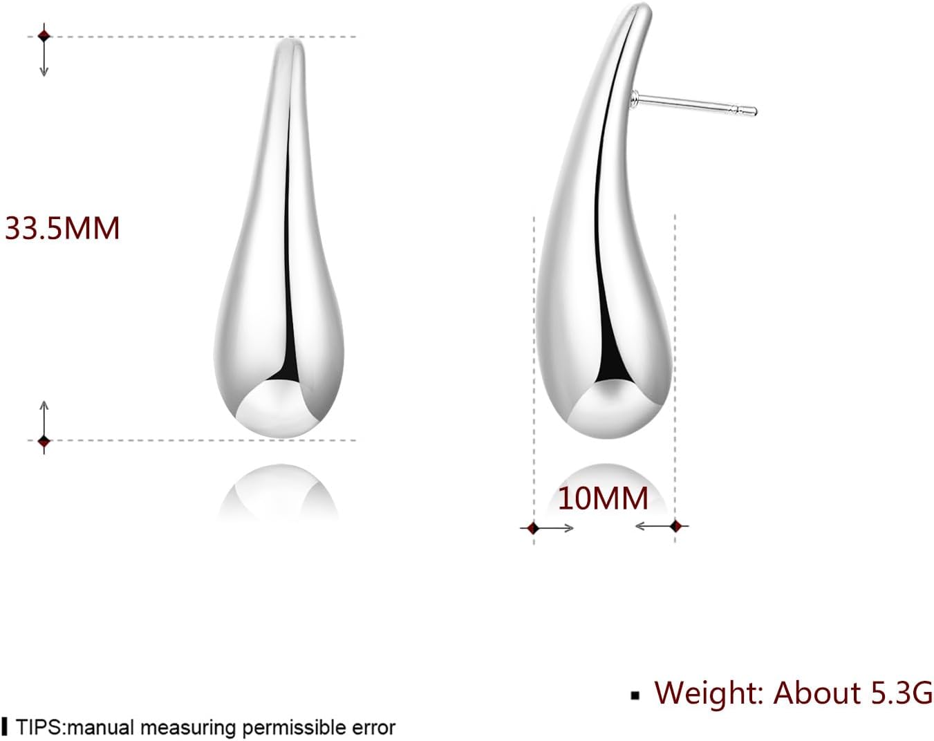 Gold plated dangle Tear drop earrings hoop for women,chunky Cartilage earrings studs for women,lightweight statement jewelry for gifts - Image 5