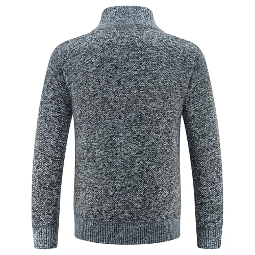 Lamgool Men's Full Zip Sweater Knit Long Sleeve Stand Collar Cardigan Sweaters3