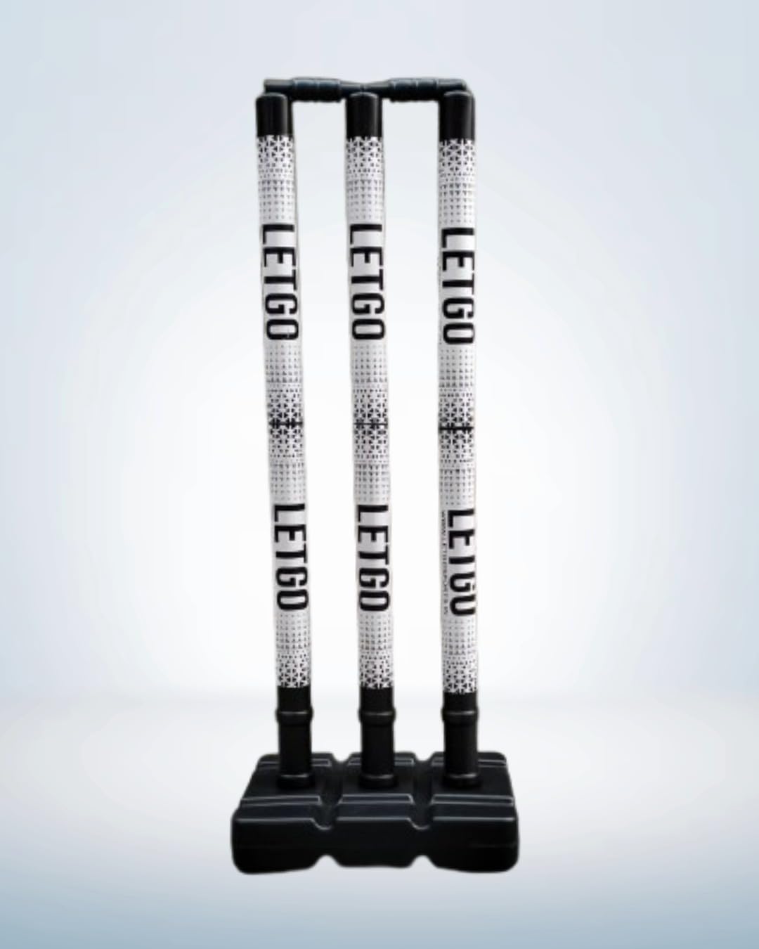 PVC Cricket Stumps Set with Base, Black, 3 Stumps with Bails, Portable Cricket Equipment-image-23